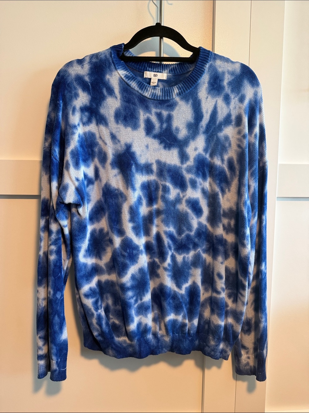 bp Blue and White Tie-Dye Crewneck Sweater